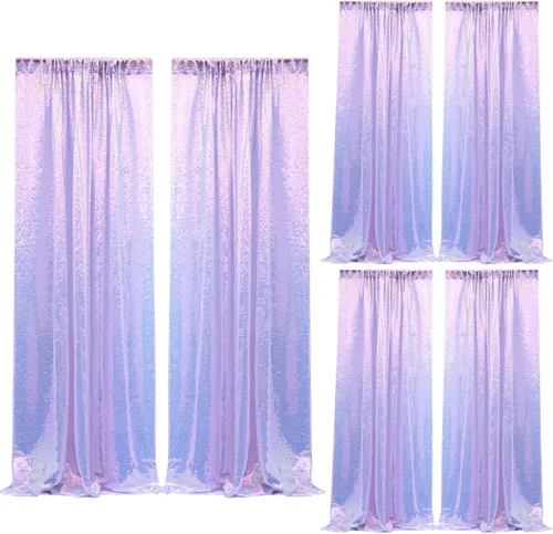 Vista 85 de 2 paneles de cortinas de fondo de lentejuelas verdes de 8 pies, cortinas de fondo de fotografía con purpurina para decoración de Navidad, boda