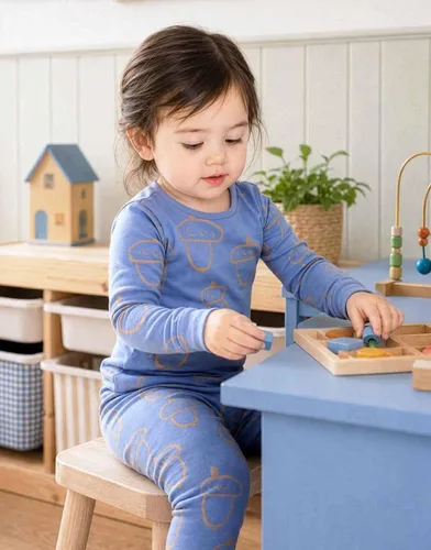 Vista 3 de moimoln Sibling Matching 6M-8Y Pijamas de algodón suave y cálido de modal con mangas largas de personaje, ajustados, para dormir todos los días