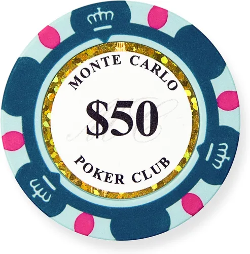 Vista 8 de MRC 50pcs Monte Carlo Poker Club 3-Tone Clay Composite 0.49 oz Heavy Poker Chips
