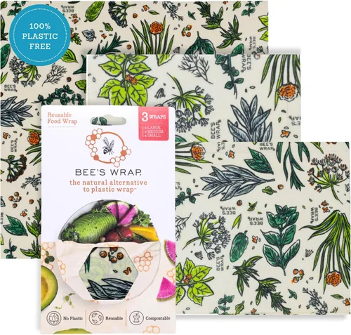 Vista 10 de Bee's Wrap, paquete variado de 3 envoltorios ecológicos y reutilizables para transportar comida Paquete de 3 panales