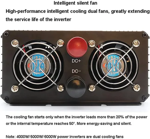 Vista 4 de Inversor de onda sinusoidal pura de 12 V a 220 V, 3000 W-6000 W, convertidor de potencia máxima de CC a CA con pantalla LCD, para automóvil, barco