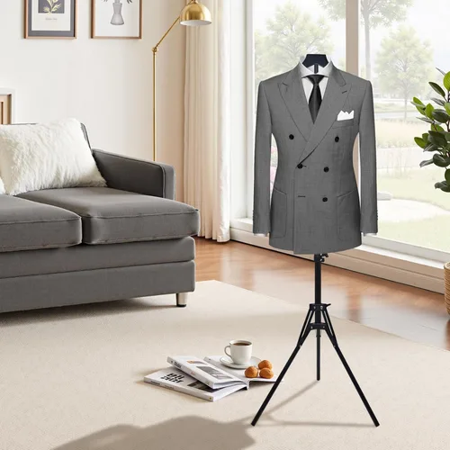 Vista 7 de Paquete de 2 soportes de exhibición ajustables para camisas de 32 a 63 pulgadas, soporte plegable de metal para torso con base de trípode resistente