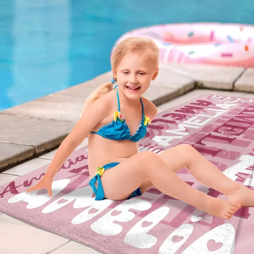 Vista 3 de KSUPER Toallas de playa personalizadas con nombres, toalla de playa personalizada para niños, niñas y niños pequeños, toallas de playa