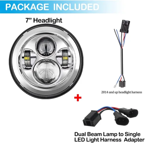 Vista 2 de Belt&Road - Faro delantero LED redondo de 7 pulgadas para 2014-2023 + HD Street Glide Special y Road King Special, Hi-Lo Beam con adaptador de doble