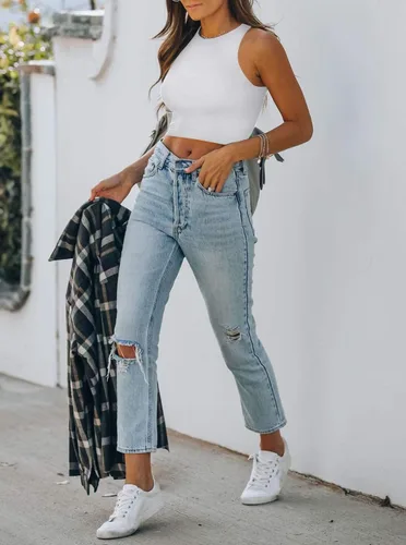 Vista 4 de REORIA - Camisetas ombligueras sin mangas y con espalda cruzada para mujer, ombligueras sexys con cuello halter