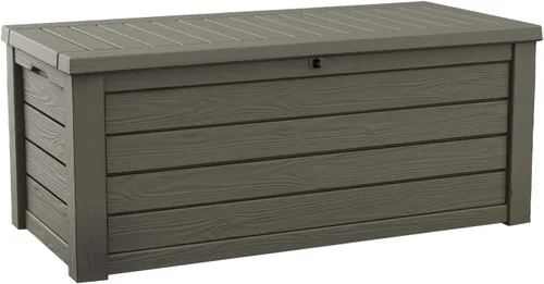Vista 15 de Keter Astoria 150 Gal Outdoor Storage Box for Patio and Pool Accessories Grey, Resin, Large, Weatherproof, Lockable, Hydraulic Pistons, Easy