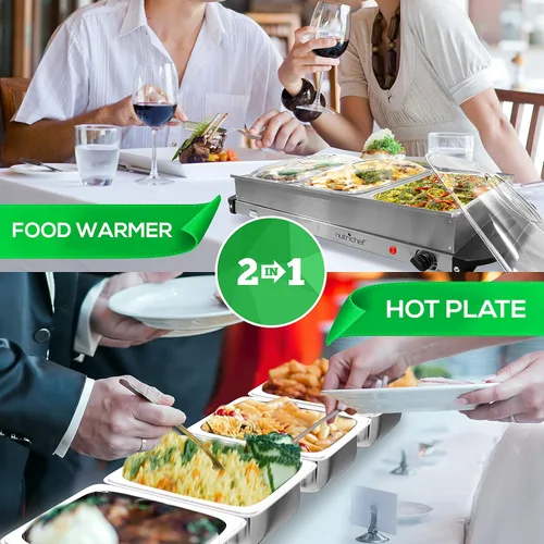 Vista 10 de 2 ollas eléctricas de cocción lenta Nutrichef (calentador de alimentos de acero) (PKBFWM26)., Acero