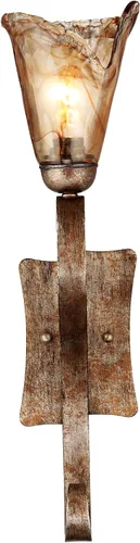 Vista 5 de Franklin Iron Works Aplique de pared rústico de desplazamiento ámbar, iluminación de metal dorado con cableado de metal de 23 1/2 pulgadas