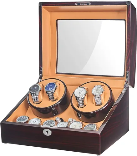 Vista 2 de JQUEEN 4 bobinas automáticas de reloj con 6 cajas de almacenamiento