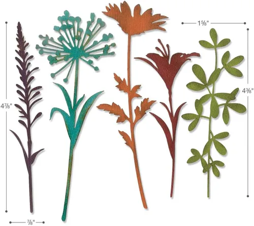Vista 5 de Tim Holtz Sizzix - Paquete Thinlit de tallos de flores silvestres - #1 y #2