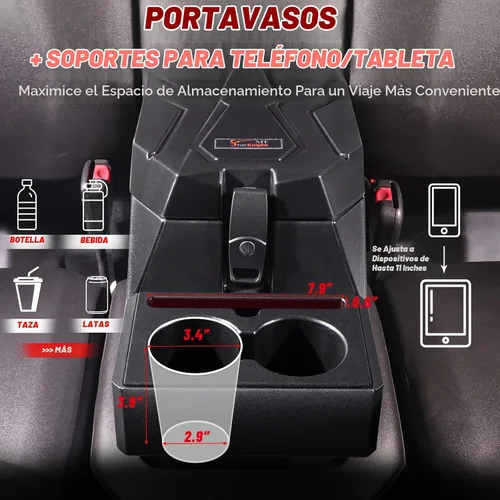 Vista 4 de StarknightMT Caja de Reposabrazos de Consola Central UTV con Portavasos, Ajuste Universal para Asiento de Banco, Almacenamiento Compatible
