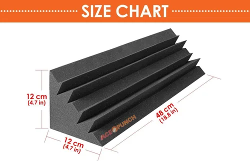 Vista 2 de 4 piezas de espuma de aislamiento acústico acústico de trampa de bajo largo negro 4.7 "x 4.7" x 18.8" AP1138 Trampa de bajo largo negro Ap1138