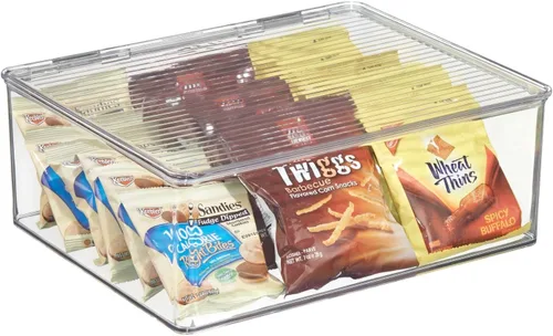 Vista 8 de mDesign - Caja de almacenamiento para alimentos con tapa, de plástico transparente, 4