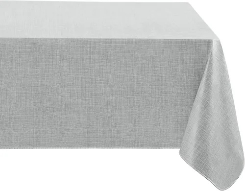 Vista 19 de Elrene Home Fashions - Mantel de vinilo con respaldo de franela inspirado en lino Monterey, resistente al agua y a las manchas, 52 pulgadas X 52 Azul