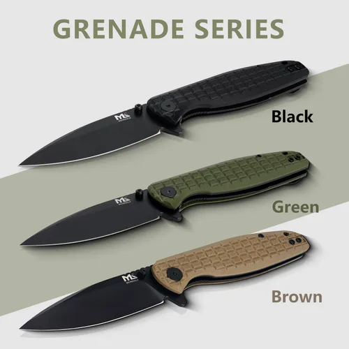Vista 4 de Cuchillo plegable – Cuchillo de bolsillo plegable de acero D2 de 3.5 pulgadas, mango G10, apertura y cierre con una sola mano, rodamientos de bolas