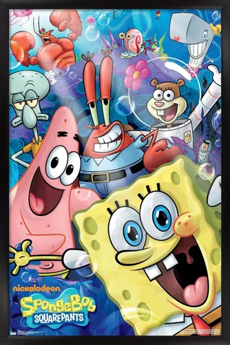 Vista 7 de Trends International Nickelodeon Spongebob - Póster de pared Joy, 14.725 x 22.375 pulgadas, versión con marco de madera tipo granero