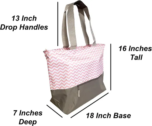 Vista 6 de Bolsa de fin de semana con estampado de cheurón XL con asas de malla y bolsillo exterior con cremallera