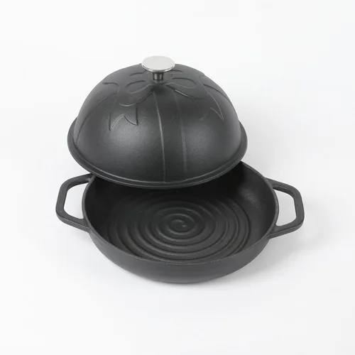 Vista 3 de HAWOK Horno de pan de hierro fundido DIA.10 pulgadas con tapa Negro..