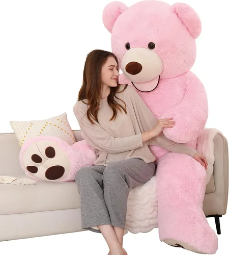 Vista 20 de MorisMos Oso de Peluche Gigante, Oso de 39 Pulgadas, Animales de Peluche Grandes con Huellas Grandes, Osos de Peluche de Regalo para Niños