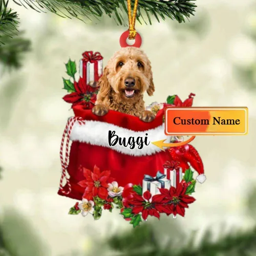 Vista 83 de Perro Akita Inu personalizado en bolsa de regalo, adorno de Navidad, nombre personalizado, regalo para amantes de los perros, familia, Navidad