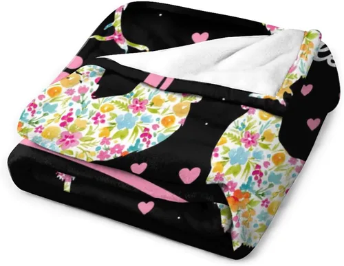 Vista 4 de Manta de pollo para regalo, 40 x 30 pulgadas, bonita manta para niñas y mujeres, mantas negras suaves y peludas para regazo y silla