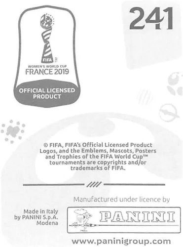 Vista 2 de 2019 Panini FIFA Women's World Cup France Album Stickers (Individual Sticker Only) Soccer #241 Jadyn Matthews Jamaica 2 Inch by 2 1/2 Inch