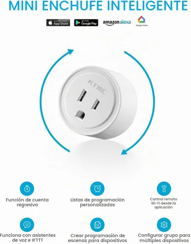 Vista 3 de KTMC Paquete de 4 enchufes inteligentes, compatible con Alexa y Google Home, no requiere concentrador, control remoto, certificado ETL