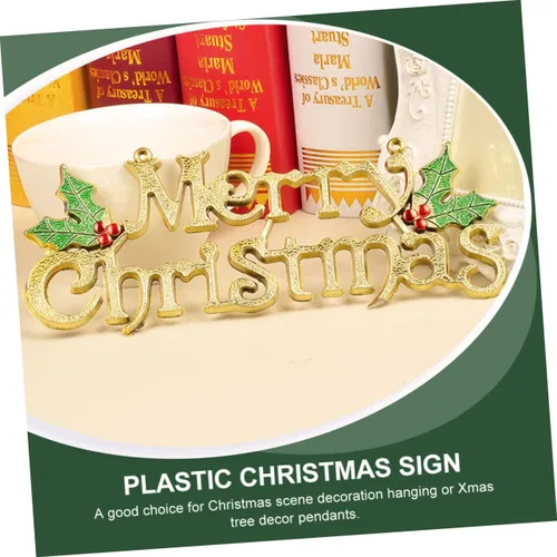 Vista 3 de ABOOFAN 12 unids Navidad carta puerta colgante placa árbol adornos puerta colgantes suministros colgantes colgantes señalización plástico