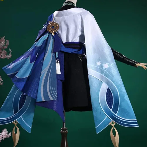 Vista 2 de Scaramouche - Disfraz de Kunikuzushi Wanderer, traje kimono, uniforme azul para Halloween para hombre