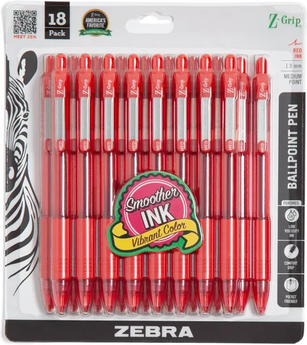 Vista 22 de Zebra Pen Z-Grip - Bolígrafo retráctil de punta media, 3/64 pulgadas, tinta negra, 12