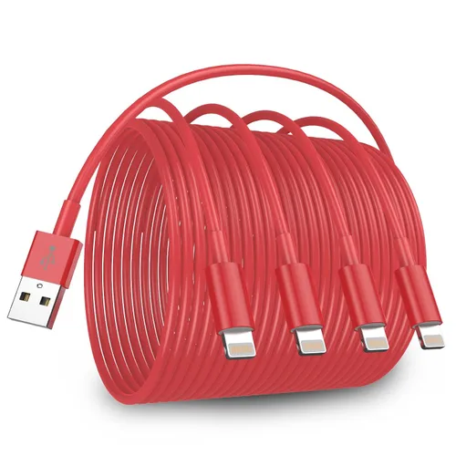 Vista 8 de Paquete de 4 cables de carga para iPhone de 6 pies de largo, USB a Lightning, USB 2.4A, cable de carga rápida para iPhone 14/13/12/11 Pro/11/XS