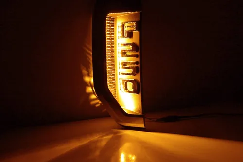 Vista 4 de iJDMTOY Kit de iluminación de fondo LED amarillo ámbar compatible con Ford F250 F350 F450 Super Duty 2017-2021 emblema cromado de guardabarros