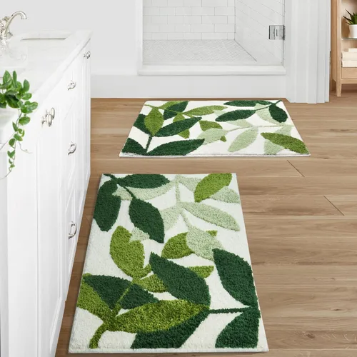Vista 18 de Gibelle Alfombra de baño azul, antideslizante, fuerte y absorbente de agua, tapete de baño de microfibra de felpa, lavable a máquina, tapete
