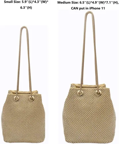 Vista 3 de Vgift Bolsa de cubo de lujo con diamantes de imitación, bolso de noche brillante para mujer