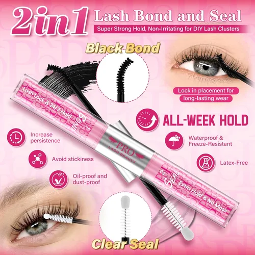 Vista 2 de PROLASHBEAUTY - Pegamento de pestañas de color negro, de larga duración, impermeable, fuerte sujeción de 150 H+ pegamento de extensión de pestañas