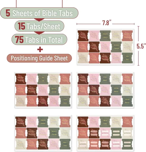 Vista 2 de Mr. Pen - Pestañas de la Biblia, 75 pestañas, tierra otoñal, letras doradas en relieve Laminated Bible Tabs for Women and Men, Bible Tabs for