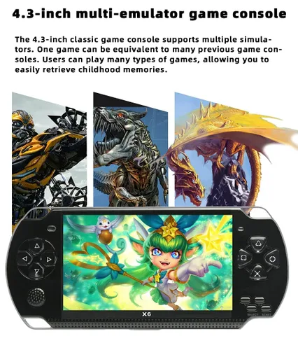 Vista 2 de JXD Handheld Game Console 4.3 inch 8GB Built in 2000 Games for Multiple Simulators X6 Retro Video Game Console Mp3/4/Ebook TV Out Mini Hand Portable