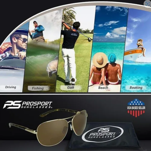 Vista 7 de proSPORT Aviador Polarizado Bifocal Gafas De Sol Lectores Hombres Mujeres De Mar Profundo Pesca Bisagra De Primavera Med - XL Heads, Marco dorado