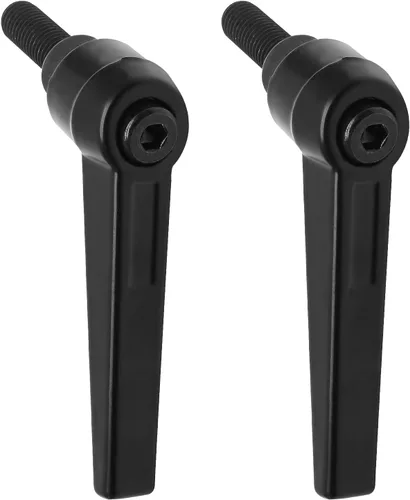Vista 2 de Manija de palanca de sujeción M8, acero de aleación, trinquete ajustable Push Button Ratchet Design, M8 x 25mm Male Thread, Electroplated Finish
