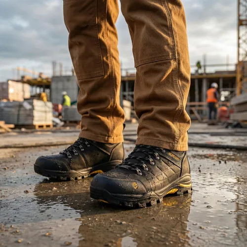 Vista 2 de SUREWAY Botas de trabajo de cuero impermeables de acero y punta suave para hombre de 6 pulgadas