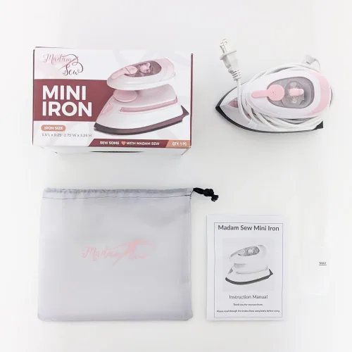 Vista 2 de Madam Sew Mini plancha para coser y acolchar con vapor y punta de precisión Doble voltaje 100-240 V, esfera térmica ajustable, placa de precisión