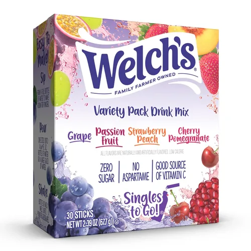 Vista 10 de Welch's Singles To Go! Paquete variado de mezcla de bebida de arándano, paquetes de sabor de agua sin azúcar, sin aspartamo, sin tintes