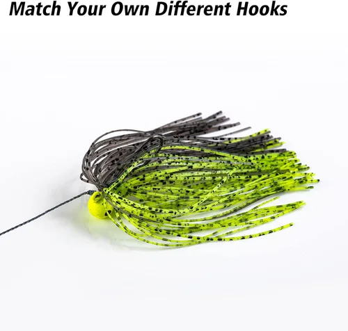 Vista 4 de Goture Silicone Jig Skirts, 24pcs/30pcs Bass Fishing Jigs Spinnerbait Skirts Replacement Kit,5 Colors Silicone Skirts for Fishing Lures, Football