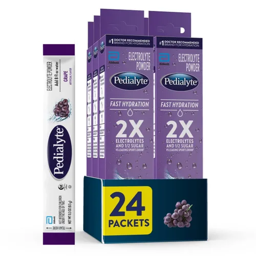 Vista 9 de Pedialyte Paquetes de polvo de electrolitos de hidratación rápida, manzana, bebida de hidratación, 8 paquetes de polvo de una sola porción