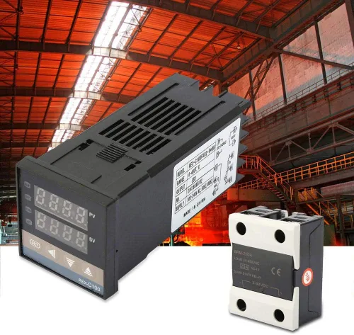 Vista 2 de AC 110-240V Digital PID Controlador de Temperatura Kits con Relé de Estado Sólido 25A + 3.3 ft M6 K Tipo Termopar