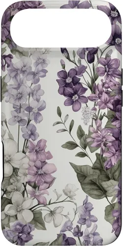 Vista 27 de White Violet Purple Lavender Lilac Floral Funda de flores botánicas para iPhone 17