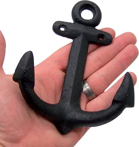 Vista 8 de Wowser Ganchos náuticos de hierro fundido para pared, 6 pulgadas, juego de 3 (negro)