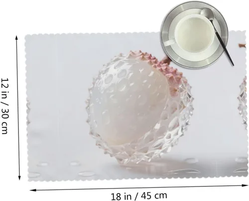 Vista 2 de Rectangular Placemats Set of 4, Heat Resistant Litchi Printed Kitchen Dining Table Mats