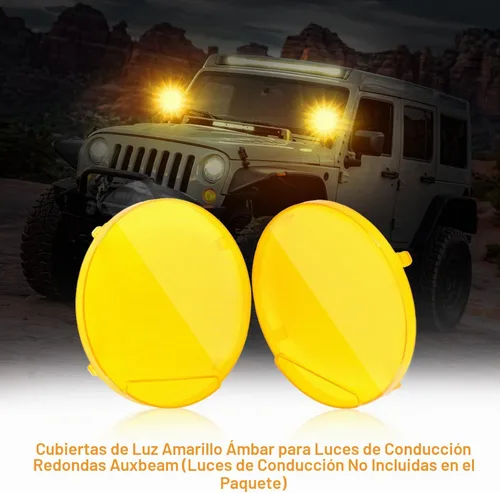 Vista 7 de Auxbeam Cubierta de luz todoterreno de 7 pulgadas, cubiertas protectoras redondas ámbar, lente de policarbonato de plástico amarillo para conducción