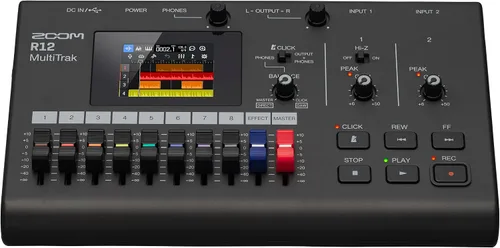 Vista 8 de Zoom R12 MultiTrak Grabadora Digital Portátil y Superficie de Control 2 entradas Xlr y Trs, graba 2/reproduce 8 pistas, interfaz de audio USB-C